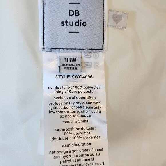 David’s Bridal DB Studio Wedding Dress Ivory 18W Plus Size Corset Tulle Slit - Picture 5 of 8